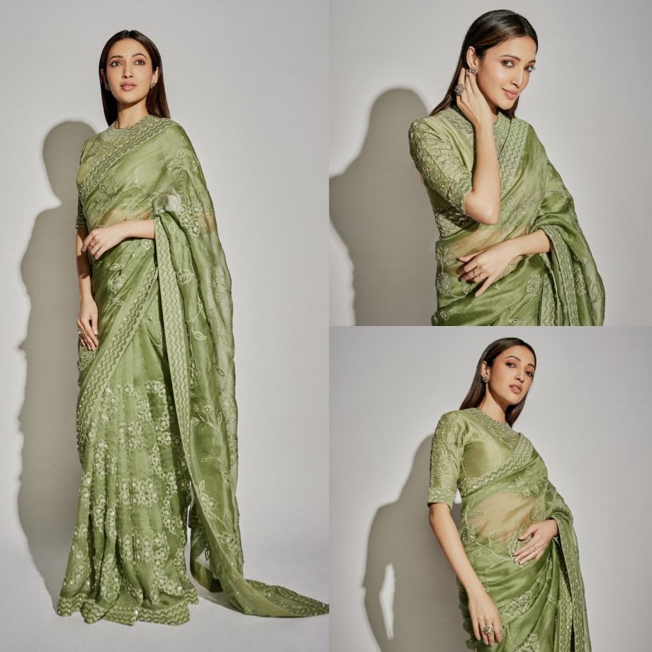 [Photos] Neha Shetty Looks Divine In Green Saree With High-Neck Blouse 900398