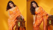 [Photos] Sreeleela Looks Dripping In Tangerine Printed Saree With Modern Blouse Design