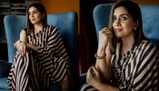 [Pics] Sonali Kulkarni Flaunts Vintage Fashion In Stripes Printed Saree With Sleeveless Blouse 902346