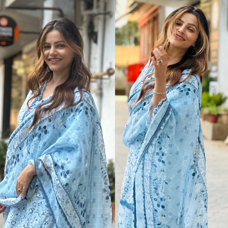 Rubina Dilaik's Blue Cotton Kurta Set Is a Must-Have For Your Daily Wear Fashion Wardrobe 899401