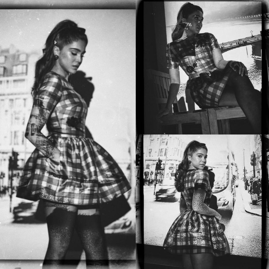 Sharvari Wagh Exudes Hollywood Vibe In Purple Checkered Mini Dress, Fan Compares With Ariana Grande 899328