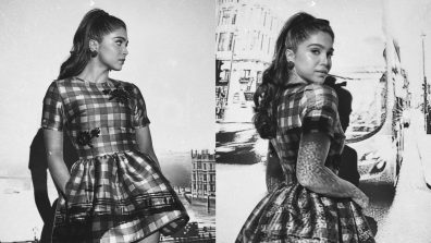Sharvari Wagh Exudes Hollywood Vibe In Purple Checkered Mini Dress, Fan Compares With Ariana Grande