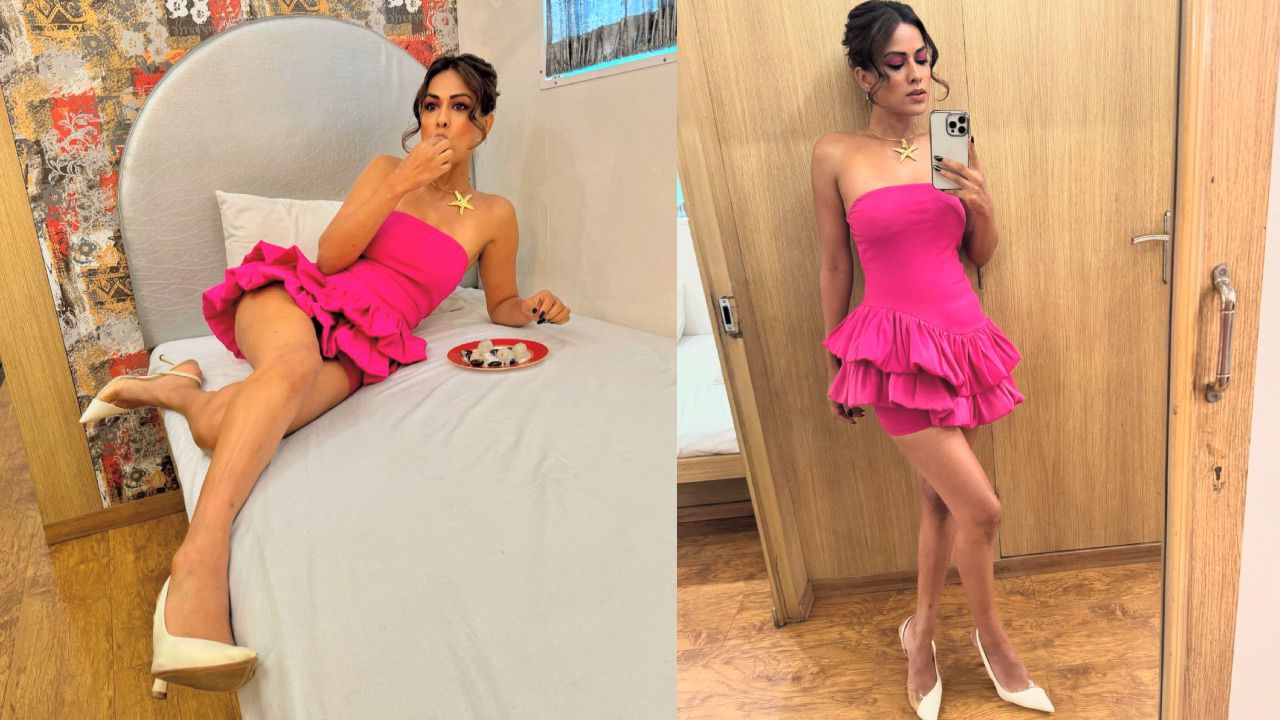 Suhagan Chudail Fame Nia Sharma Turns' Barbie Girl' In Pink Ruffle Dress With Star Necklace 901476