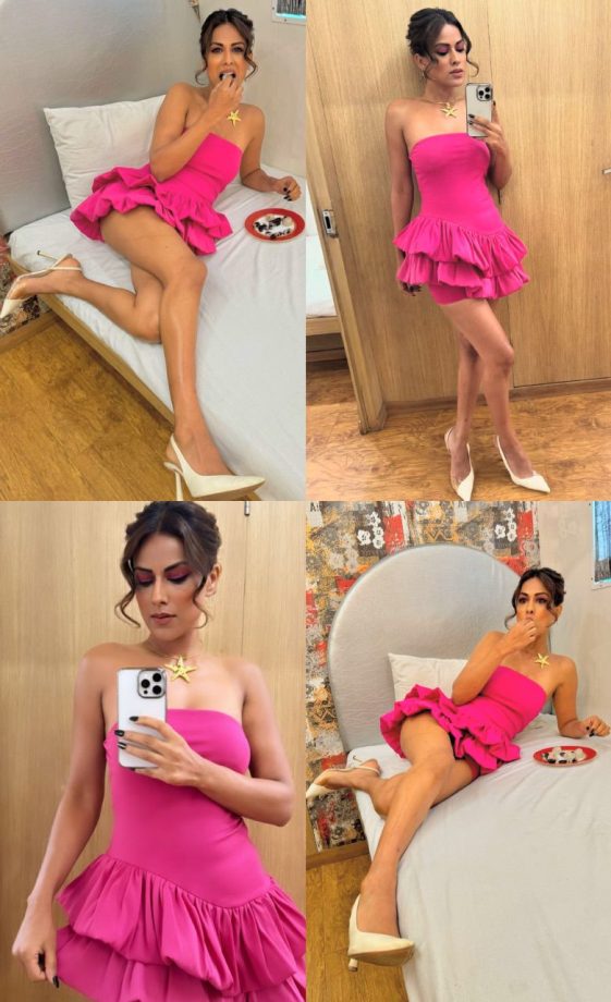 Suhagan Chudail Fame Nia Sharma Turns' Barbie Girl' In Pink Ruffle Dress With Star Necklace 901474