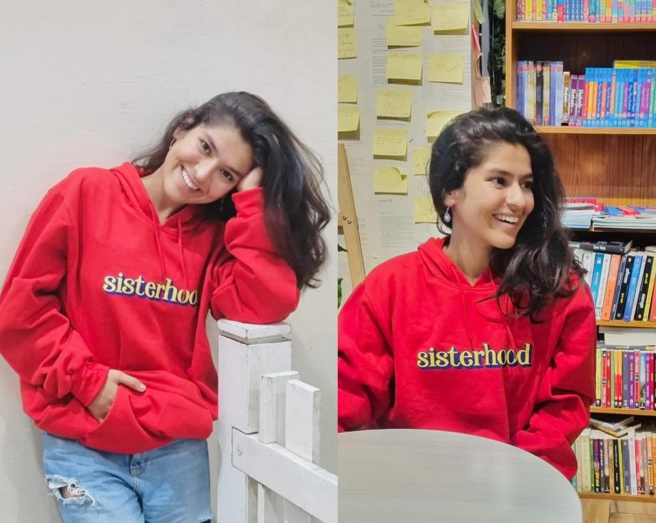 TMKOC Fame Nidhi Bhanushali Flaunts Casual Style In Hoodie With 'Sisterhood' Series Name 901208