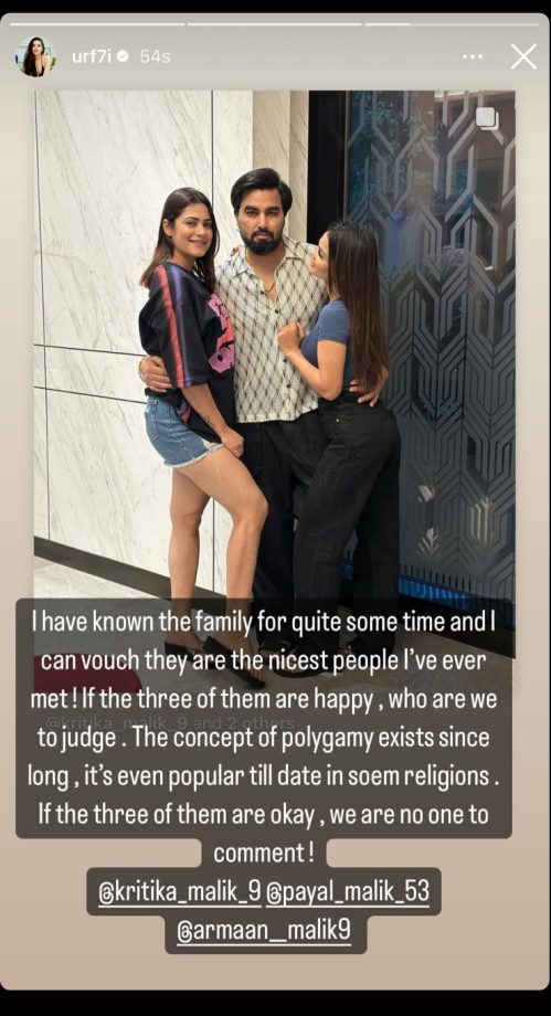 Uorfi supports Malik family in Bigg Boss OTT 3 saying 'polygamy exists since long' 902740