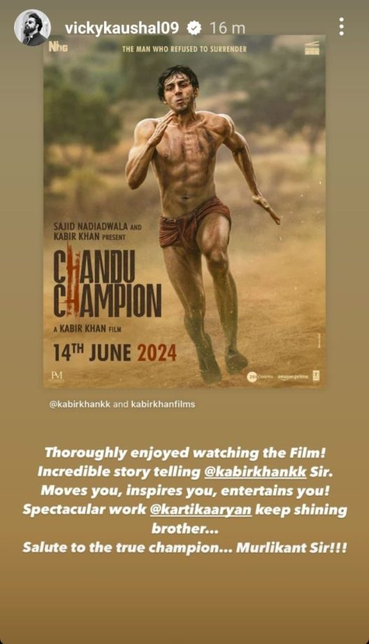Vicky Kaushal and Katrina Kaif appreciate the gripping narrative of Kartik Aaryan starrer Chandu Champion 901808
