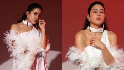 Weekend Glam: Sara Ali Khan Sizzles In Thigh-High Slit Gown With Feather Boa