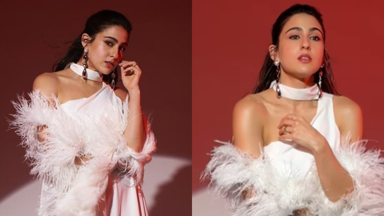 Weekend Glam: Sara Ali Khan Sizzles In Thigh-High Slit Gown With Feather Boa 899286