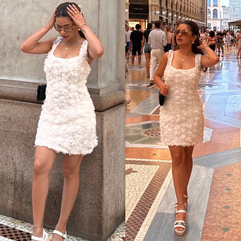Avneet Kaur Keeps It Aesthetic Head-to-toe In White Floral Dress For Vacation In City Of Fashion, Milan 908605