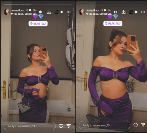 Avneet Kaur Looks Dazzling In Purple Off-Shoulder Crop Top And Slit Skirt, Flaunts Toned Physique 908417