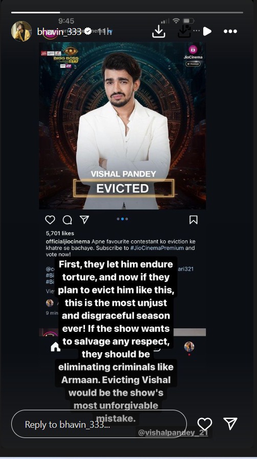 Bigg Boss OTT S3: Bhavin Bhanushali Reacts On Vishal Pandey's Eviction- 