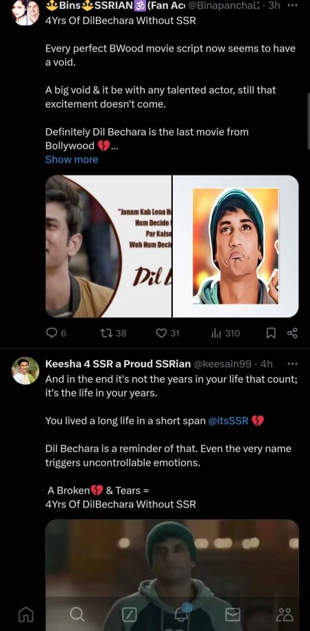 Fans mourn Sushant Singh Rajput as 'Dil Bechara' completes 4 years; Sanjana Sanghi pens a note for him too 908686