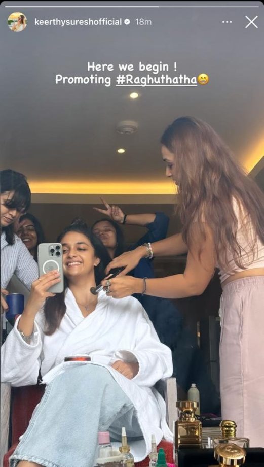 Keerthy Suresh Begins Promotions Of Her Upcoming Film 'Raghu Thatha,' See BTS 908087