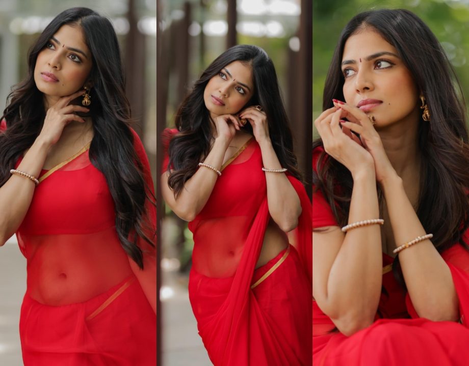 Malavika Mohanan Begins Promotion For Her Upcoming Movie 'Thangalaan' Drops Hot Photos In Red Sheer Saree 909123