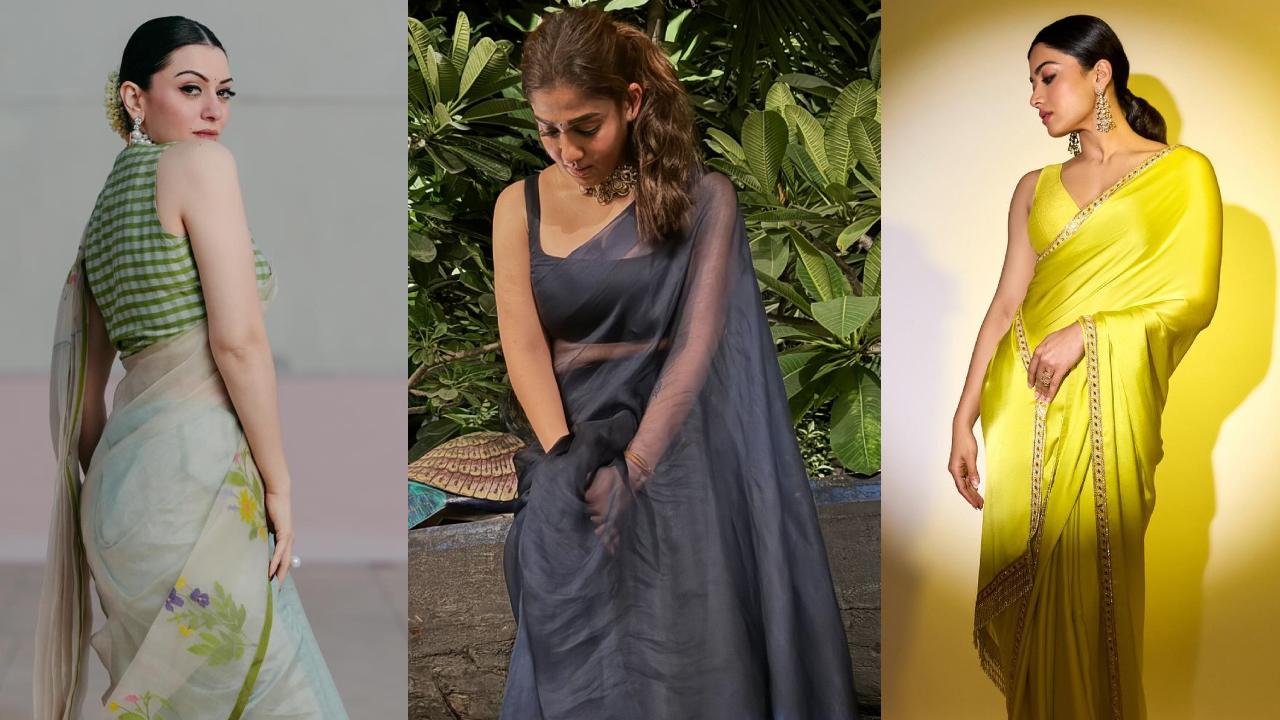Nayanthara, Rashmika Mandanna And Hansika Motwani Inspired Sleeveless Back Design Blouse To Wear With Your Simple Saree 904604