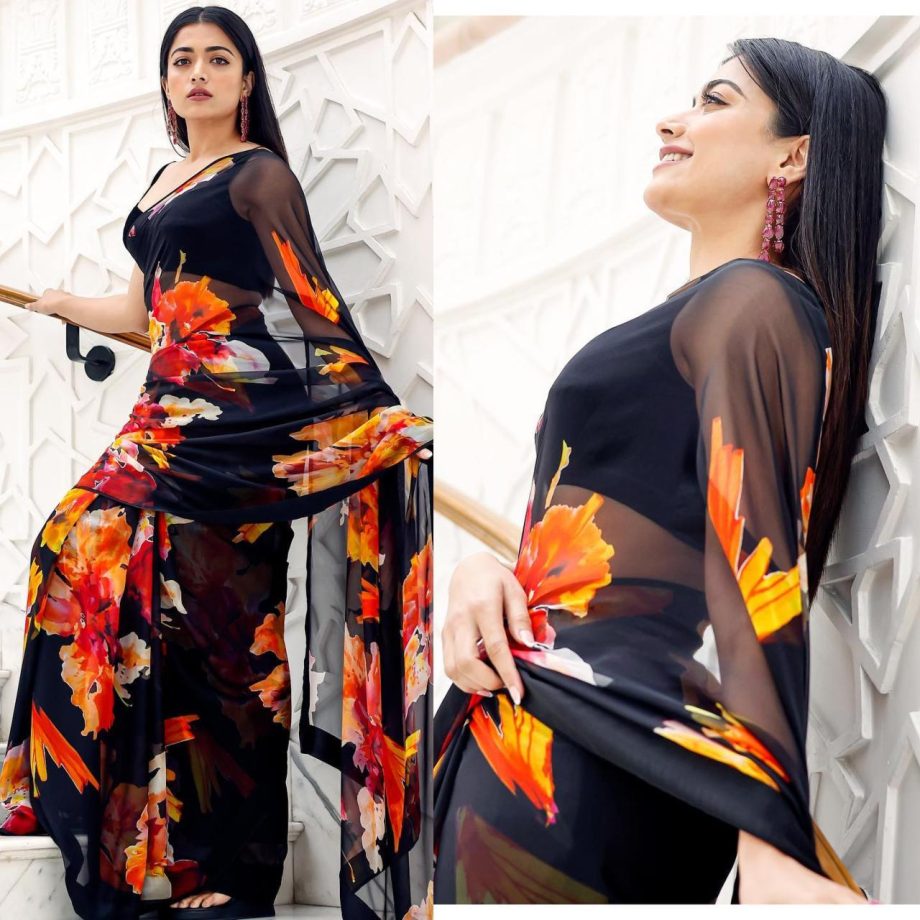 Rashmika Mandanna, Nayanthara, And Priya Mani’s Inspired Classy Blouse Designs For Sheer Saree 905406