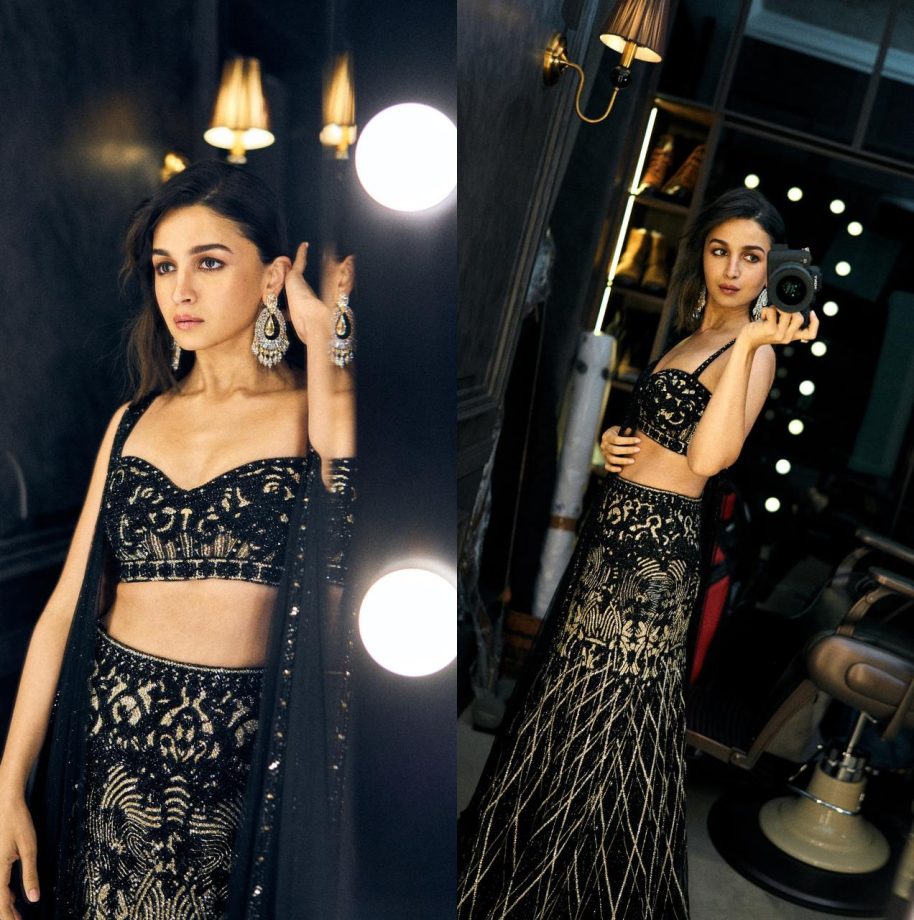 Riddhima Kapoor Lovestruck As Alia Bhatt Stuns In Black Lehenga Set, See Photos! 905282