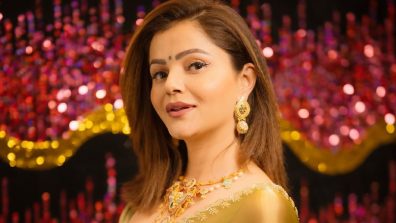 Rubina Dilaik’s Stunning Green Satin Chiffon Saree With A Designer Blouse Making It Perfect For Your Wedding