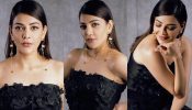 [Photos] Kajal Aggarwal Looks Stunning In Black Floral Bustier And Pants