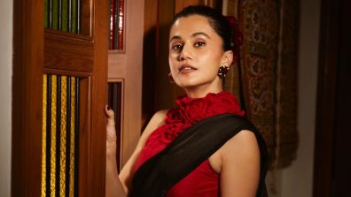Taapsee Pannu Slays in Black Saree with Red Halter Neck Blouse