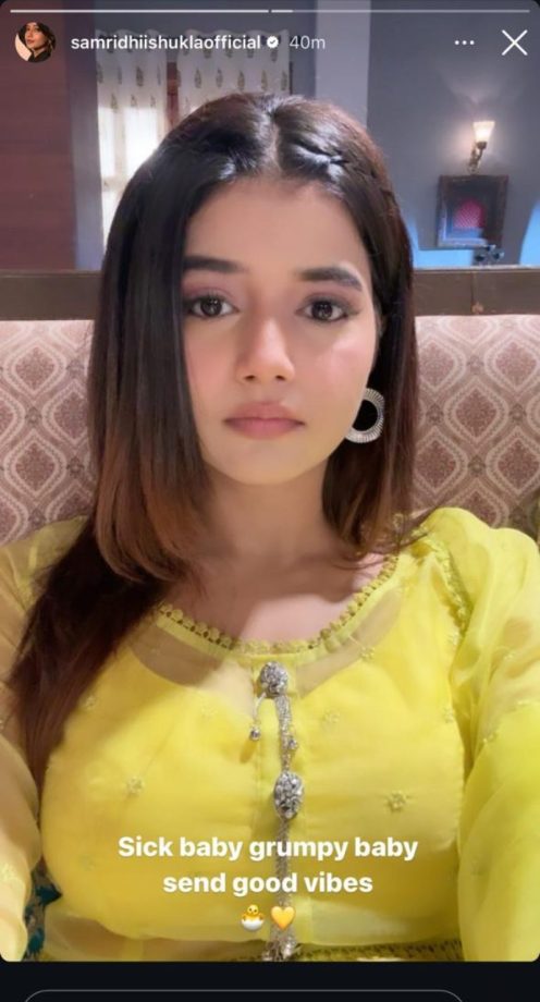 Yeh Rishta Kya Kehlata Hai Actress Samridhii Shukla Feels Sick, Shares Photo From The Set 909493