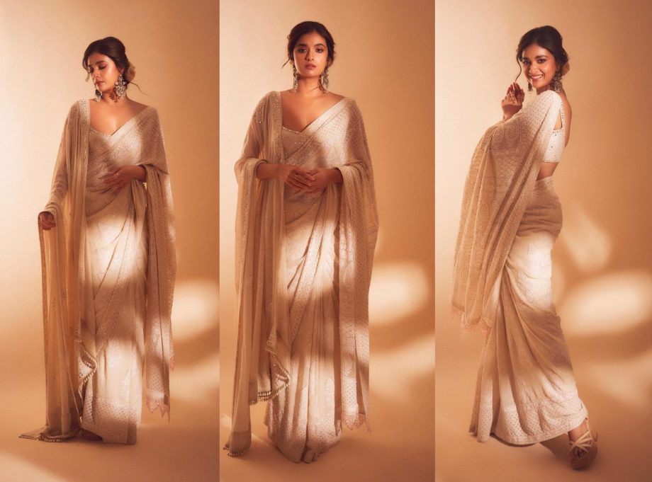 4 Beautiful Handmade Ivory Chikankari Saree Looks Of South Actresses From Rakul Preet Singh To Malavika Mohanan 913353