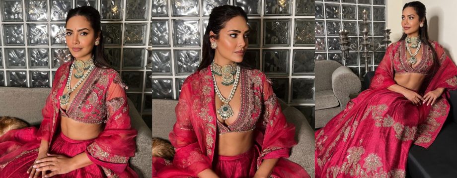 5 Plunging Neck Lehenga Blouse Designs Inspired By Esha Gupta For Wedding Functions 913161