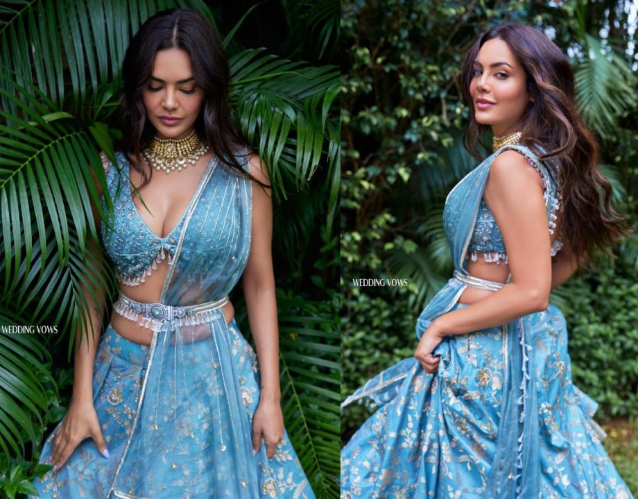 5 Plunging Neck Lehenga Blouse Designs Inspired By Esha Gupta For Wedding Functions 913159