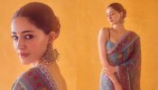 Ananya Pandey head turning look in aqua- green silk saree with bralette blouse 913453