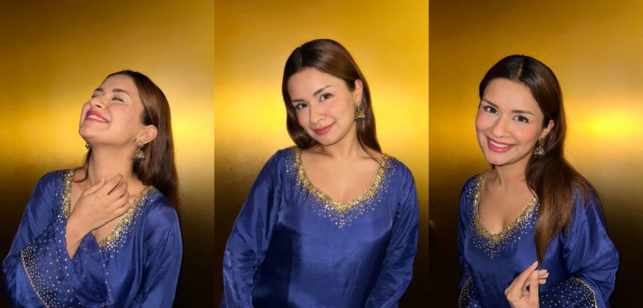 Avneet Kaur Channels Her Desi-ness In A Stunning Blue Kurta Set With Golden Jhumkas 912894