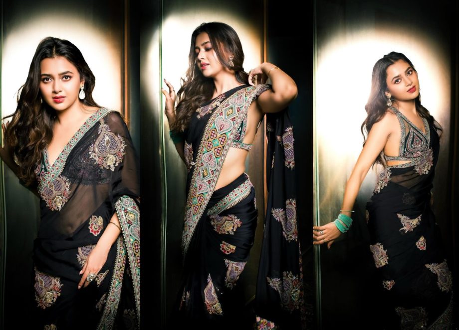 Glam Up Your Black Saree In Tejasswi Prakash Inspired Bold Blouse Designs 912867
