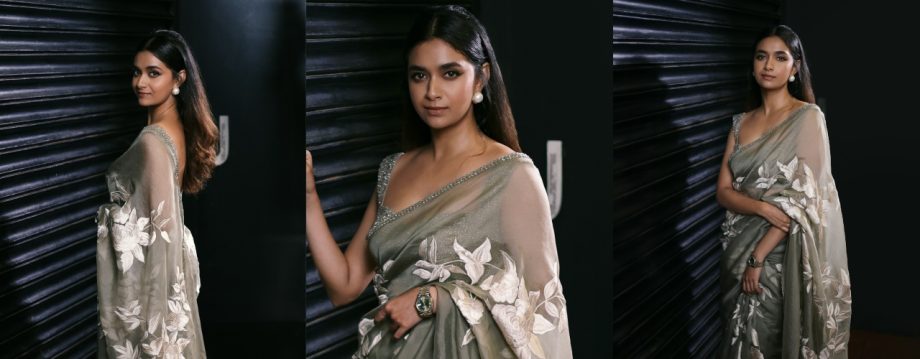 Keerthy Suresh Stuns in Grey Floral Saree-Elevates Ethnic Fashion to New Heights 915506