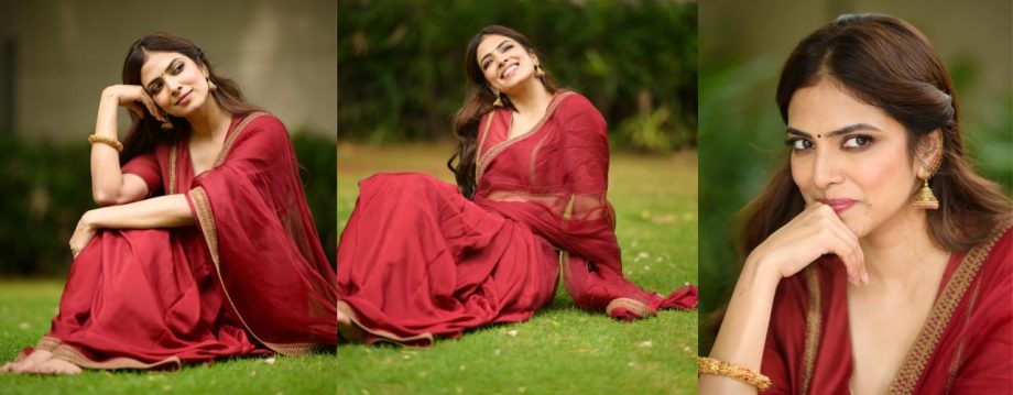 Malavika Mohanan's Red Saree Look at 'Thangalaan' Promotions is a Masterclass in Elegance 913375