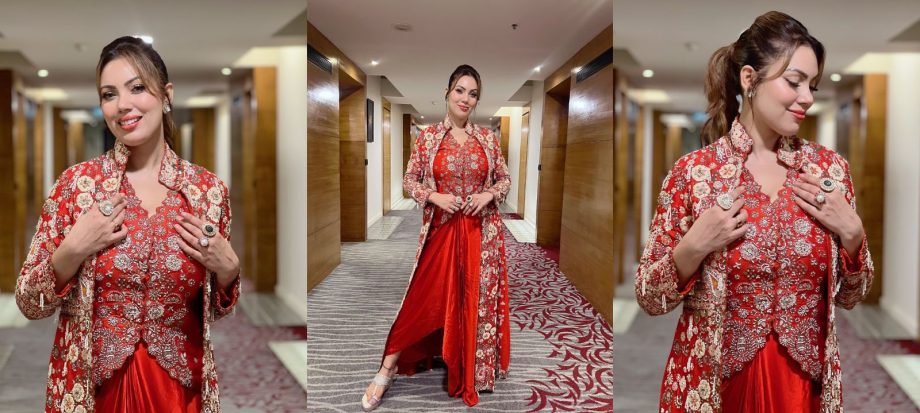 Munmun Dutta Stuns in Red Fusion Wear at Janmashtami Event 915708