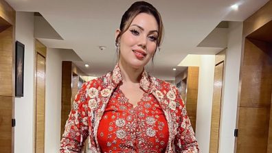 Munmun Dutta Stuns in Red Fusion Wear at Janmashtami Event