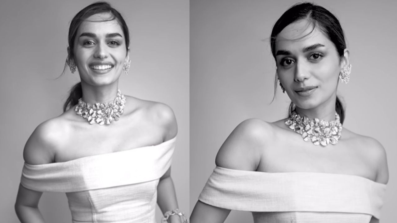 [Photos] Manushi Chhillar Dazzles In Off-Shoulder Top And Jeans With Gleaming Jewelry Set