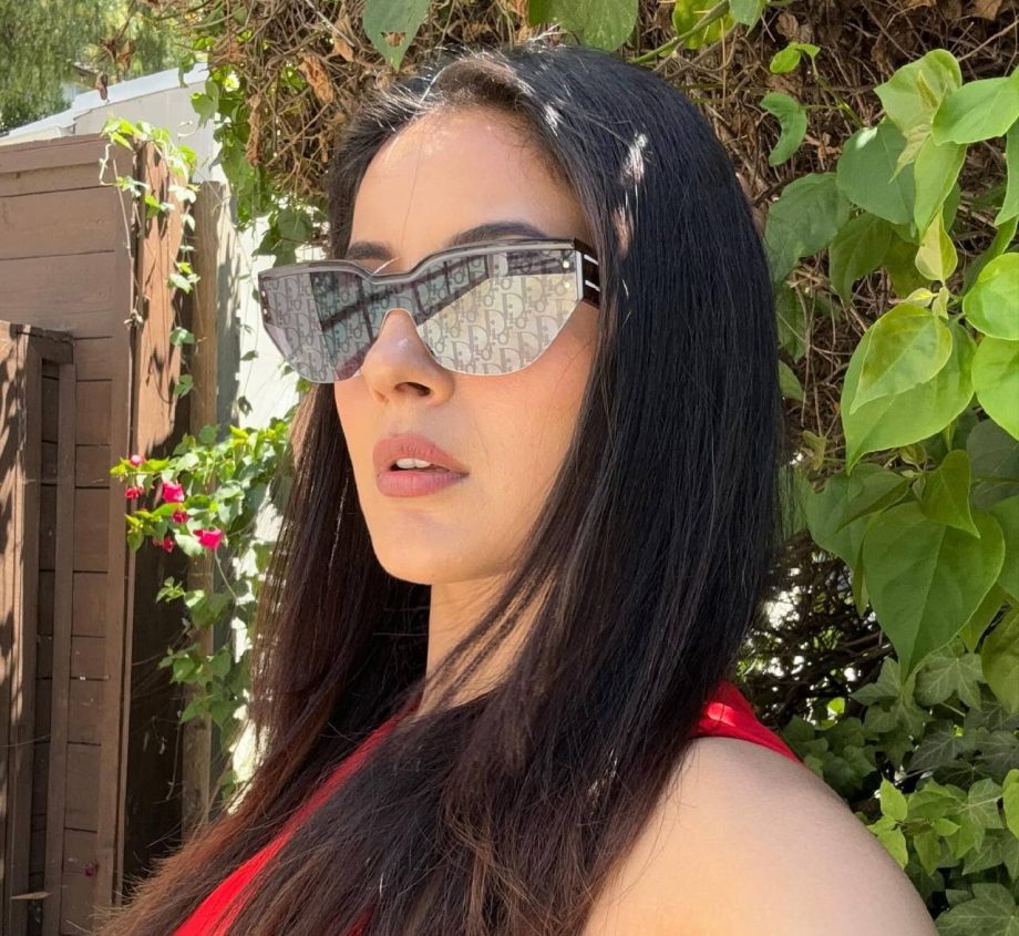 [Photos] Shehnaaz Gill Paint The Town Red In Thigh-High Slit Gown With Black Boot Heels 910502