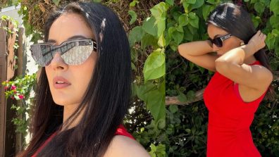 [Photos] Shehnaaz Gill Paint The Town Red In Thigh-High Slit Gown With Black Boot Heels