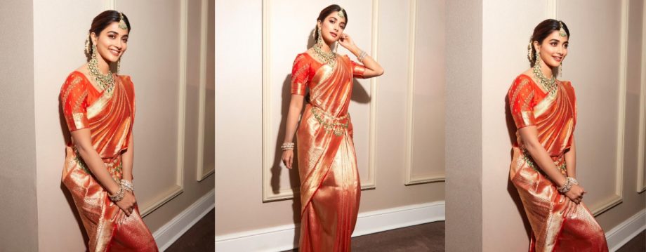 Pooja Hedge's Ultra-glam Saree Blouse Designs To Make You Look Sensational 913194