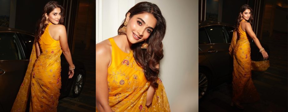 Pooja Hedge's Ultra-glam Saree Blouse Designs To Make You Look Sensational 913196
