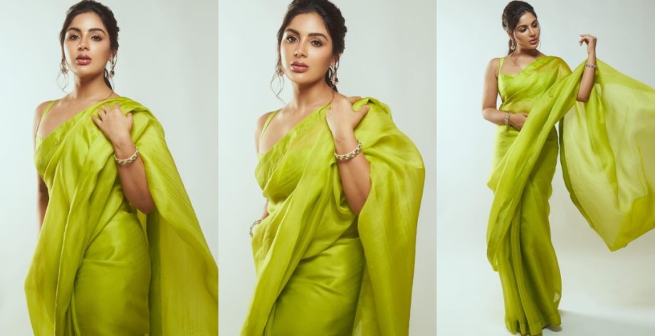 Raashii Khanna, Meenaakshi Chaudhary, And Samyuktha Menon’s Inspired Stunning Blouse Design For Sheer Saree 911423