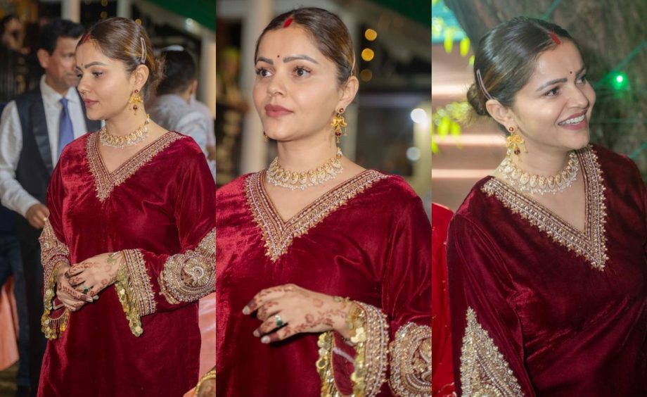 Rubina Dilaik Rocking Look In Traditional Maroon Red Kurta Set, Shares Unseen Photos From Family Wedding 910726