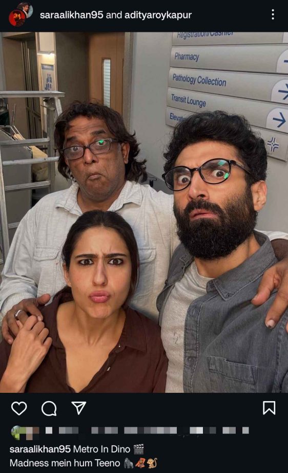 Sara Ali Khan goofs around with Aditya Roy Kapur & Anurag Basu on 'Metro In Dino' sets 914915