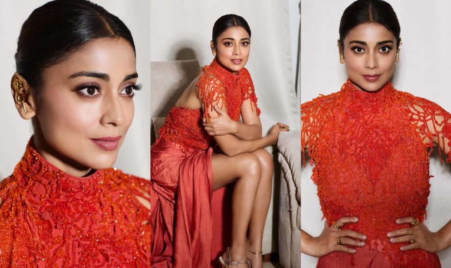 Shriya Saran Stuns In Thigh-High Slit Gown With Bold Makeup 915510
