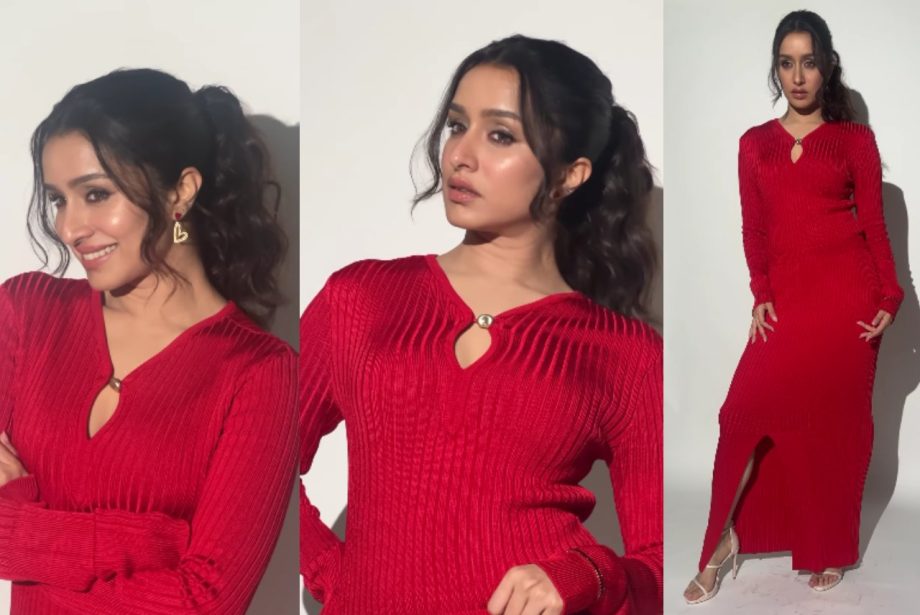 Stree 2 Actress Shraddha Kapoor Turns Heads In Red Bodycon Dress With Heart-Shape Earrings 911394
