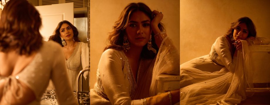 Beauty in Beige: Mrunal Thakur's Breathtaking Traditional Look 919622