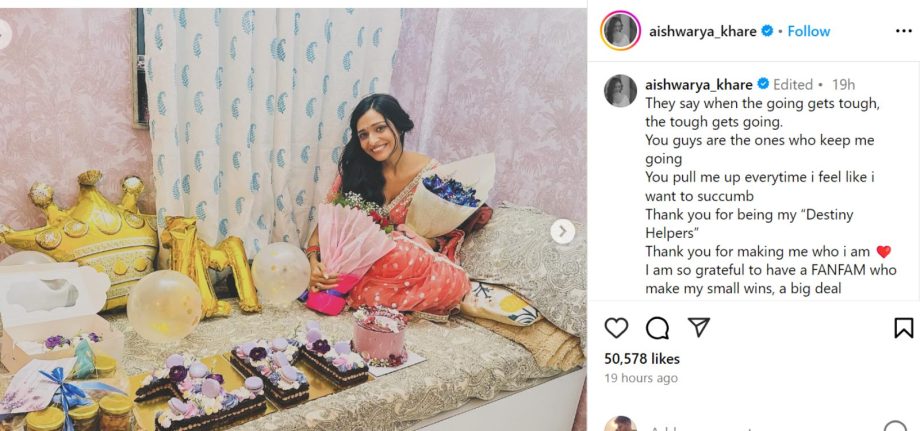 Bhagya Lakshmi Actor Aishwarya Khare Hits A Million On Instagram; Thanks Her Fan Family 918512