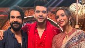 Karan Kundrra is all smiles as he poses with Rajkummar Rao and Triptii Dimri