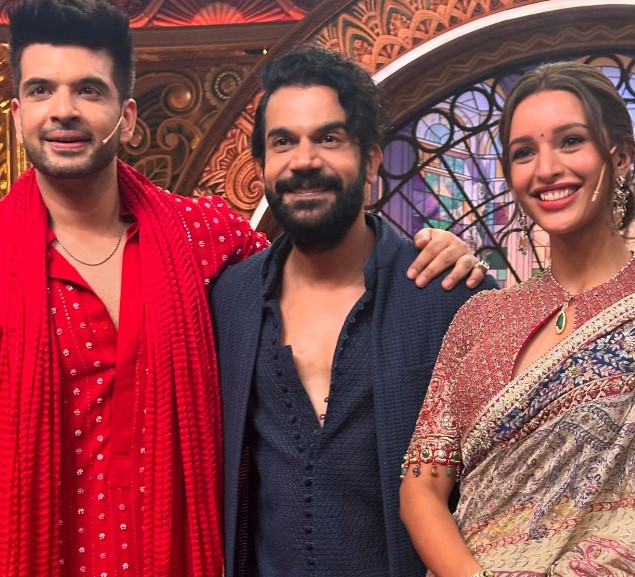 Karan Kundrra is all smiles as he poses with Rajkummar Rao and Triptii Dimri 918275